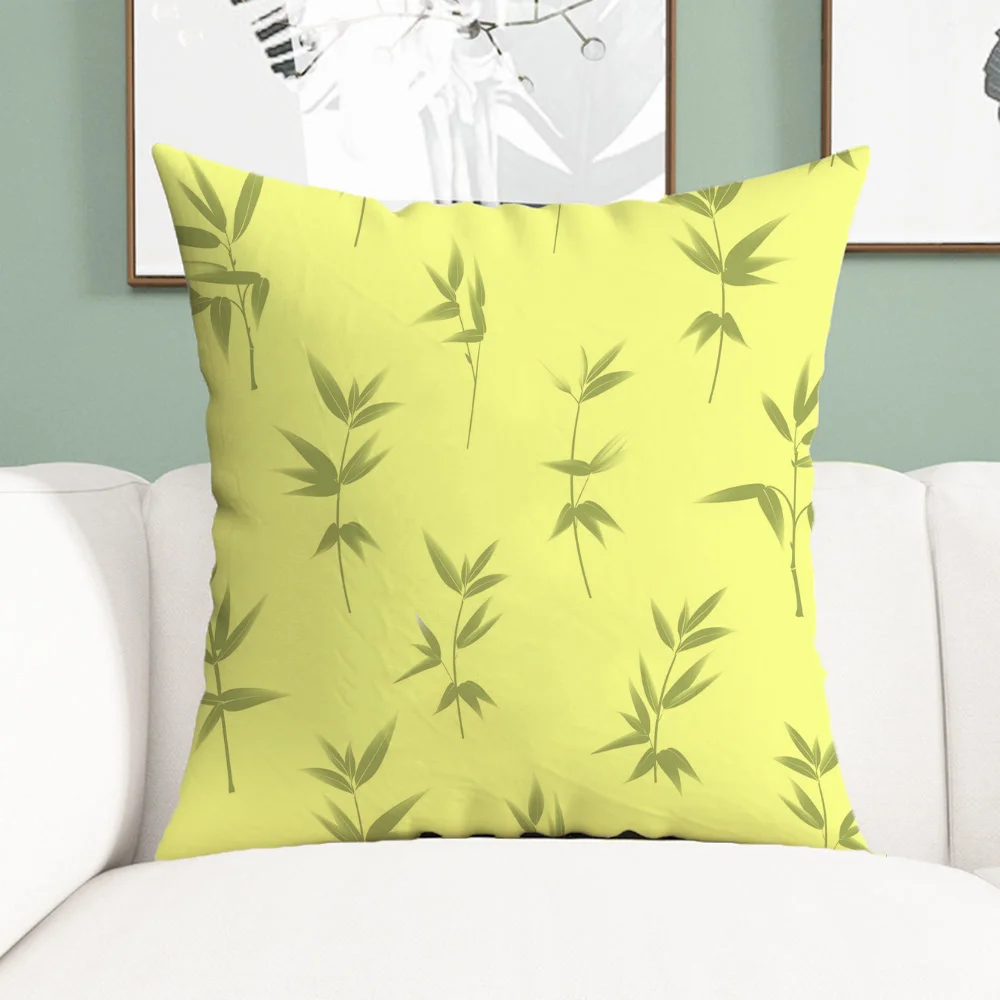 Bamboo Grove Pillowcase Short Plush Car Sofa Cushion Cover Home Textile Garden