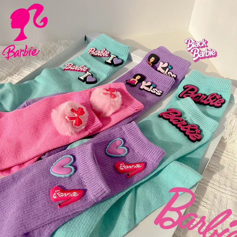 Kawaii Barbie Hairball Sock Female Autumn Winter Sports Middle Tube Kawaii Exquisite Girl Cosplay Clothes Student Birthday Gift