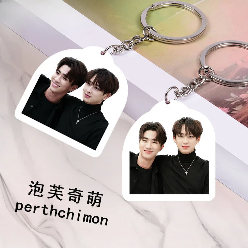 Perthchimon Posters Keychain Double-side Hanging Pendants Thai TV Dangerous Romance Drama Stills Photos Pictures Decor Ornaments