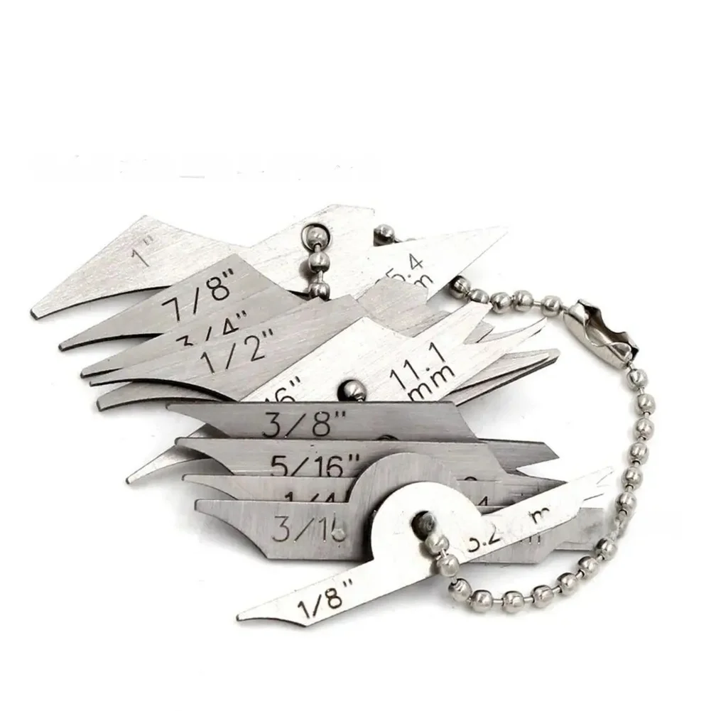 Professional 10 piece chain radius weld gauge set 3mm to 25mm fillet weld measuring tool 18 to 1 inch metal gauge