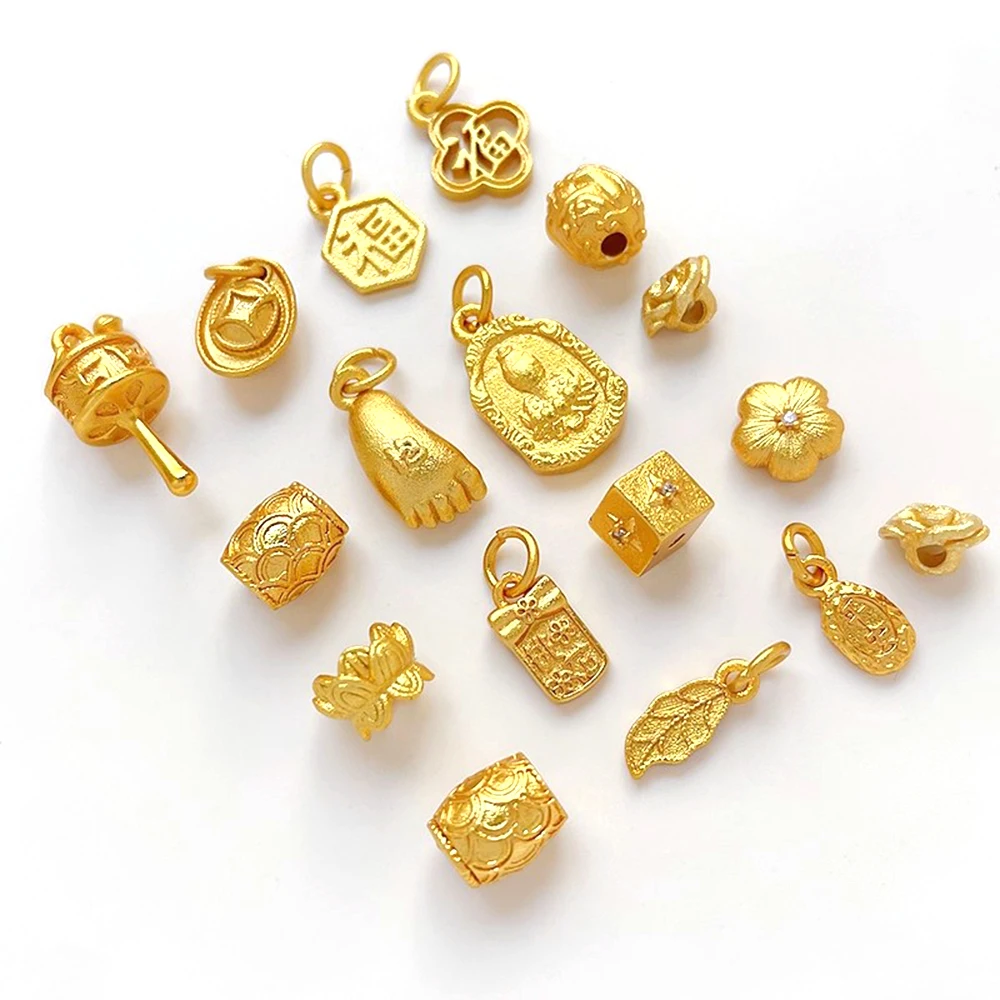 

Brass Plated with Real Gold Retro Chinese Style Lucky Pendant with Separated Beads DIY Makes Fashionable Jewelry Accessory