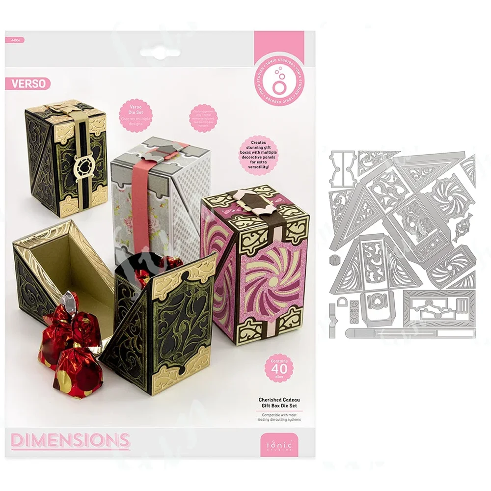 

Cherished Cadeau Gift Box Cutting Dies Embossing Scrapbook Papercutting Greeting Cards Knife Decorative Crafts Punch Stencil