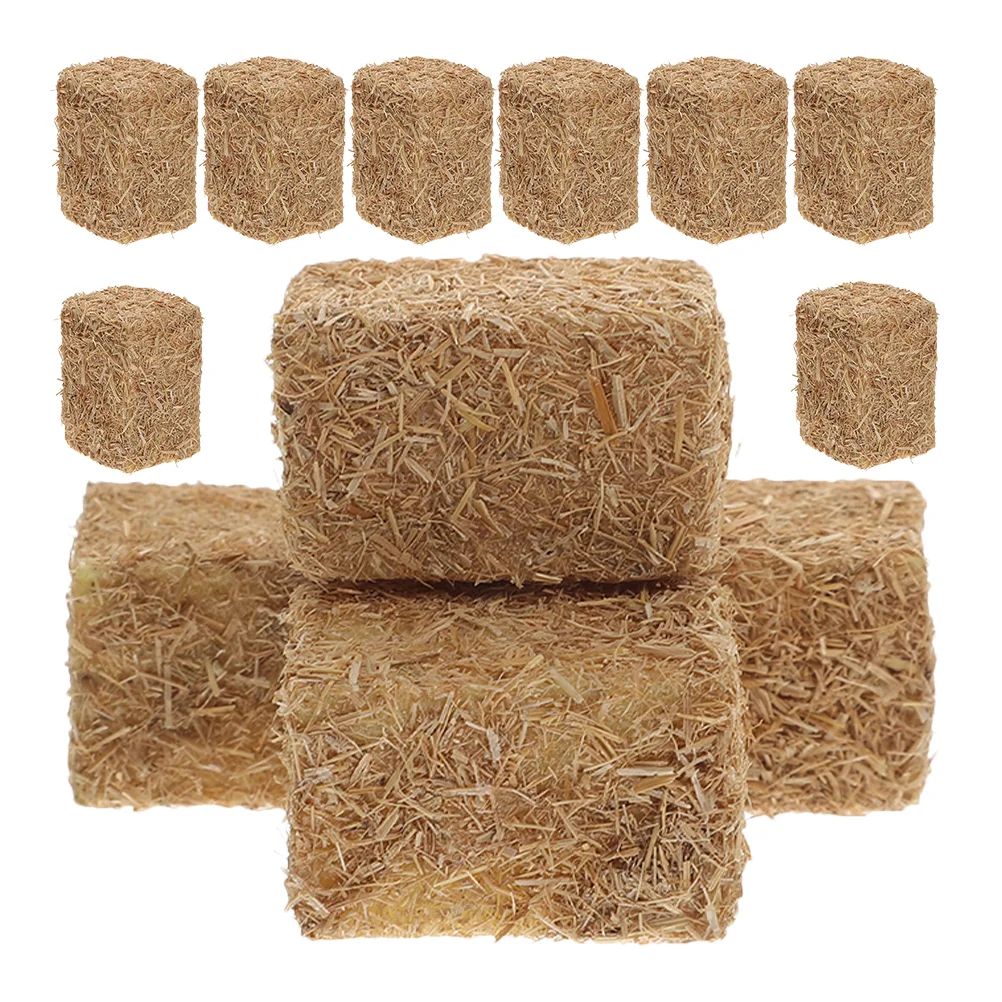 

12 Pcs Mini Haystack Model Bale for Crafts Architectural Miniature Decoration Simulation Wood Ornament