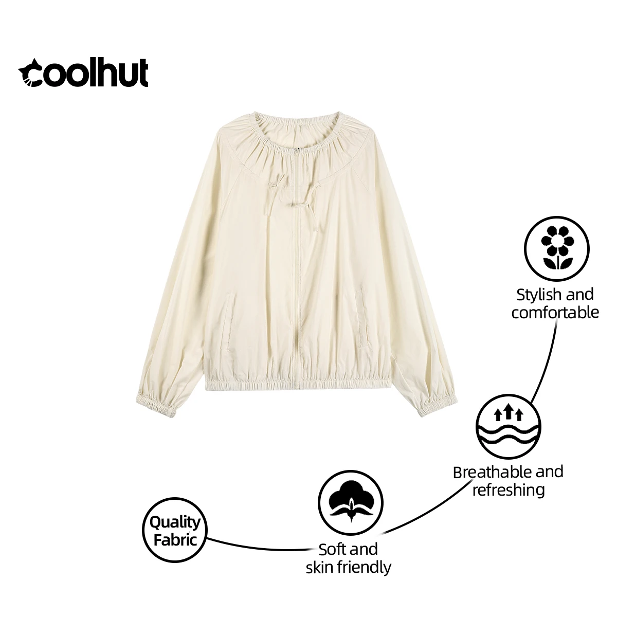 

COOLHUT 2025 г., оригинальный дизайн, рабочая одежда на шнурке, повседневное легкое и тонкое женское пальто свободного кроя на весну и осень