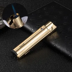 Compact Jet Lighter Butane Torch Turbo Lighter Windproof All Metal Cigar Lighter 1300C Cigarette Accessories For Men Gift No Gas