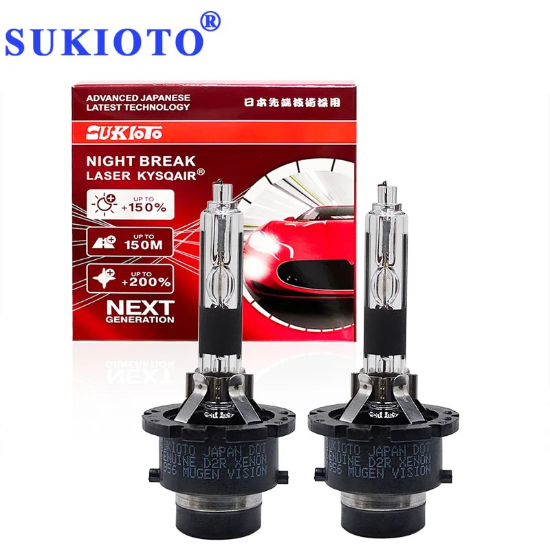 2PCS SUKIOTO GENUINE JAPAN D2R D2S Xenon HID Headlight Bulbs 4300K 6000K 8000K 66240 85122 P32d-2 D4S D4R HID Replacement Lamps