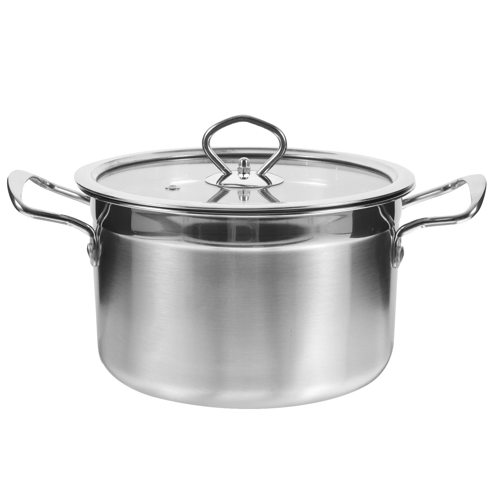 

Stainless Steel Soup With Lid Double Handle Stock Deep Large Cooking For Use Metal Stable Base Multi