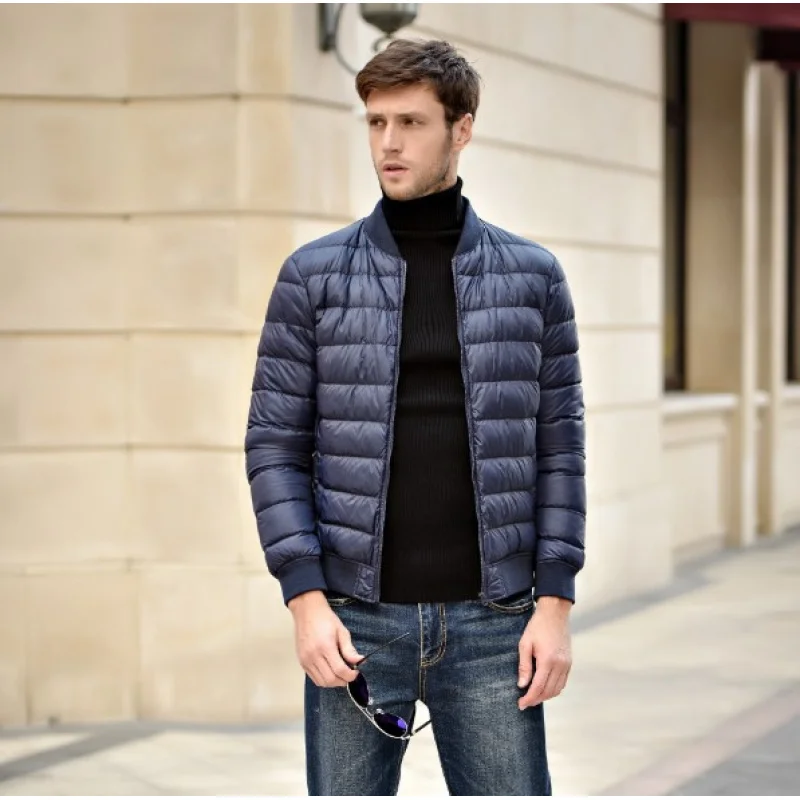 

Autumn Winter Men Stand Collar Jacket Down Coat Plus Size Slim Fit Fashion Short Baseball Jacket Couple Outfit