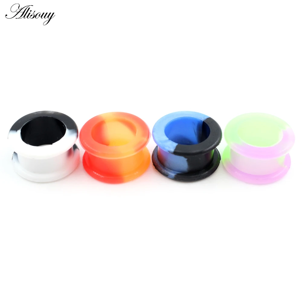 1 Pair Ear plugs High Quality piercing Thin Silicone Flexible Body Jewlery Gauges 3-25mm Skin Tunnel Plugs Skin Hollow Ear Plug