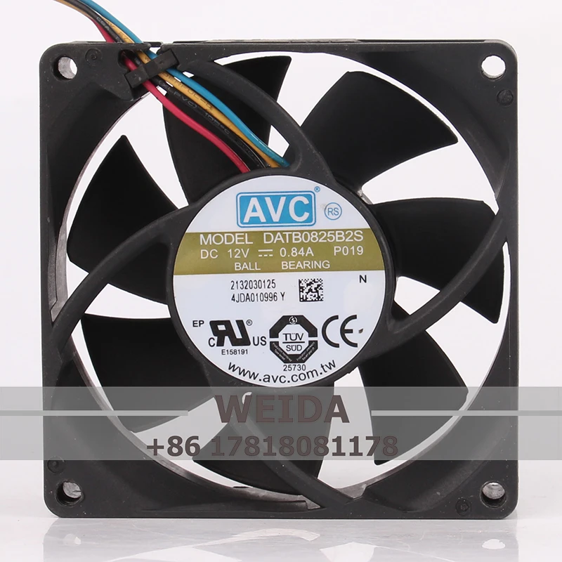 

Case Fan Dual Ball Bearing for AVC DATB0825B2S 80*80*25MM 8025 8CM 12V 0.84A 4-Wire PWM Temperature Control Violence Cooling Fan