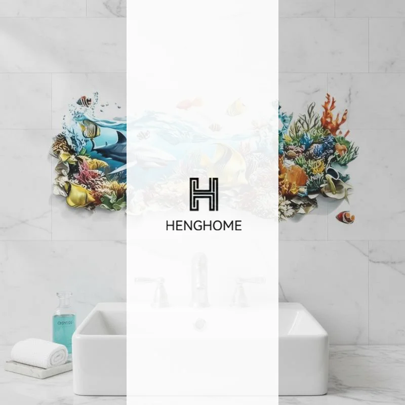 Ocean Fish Sink Area Background Wall Sticker Bathroom Wall Decoration Self-Adhesive Removable Waterproof Creative Sticker