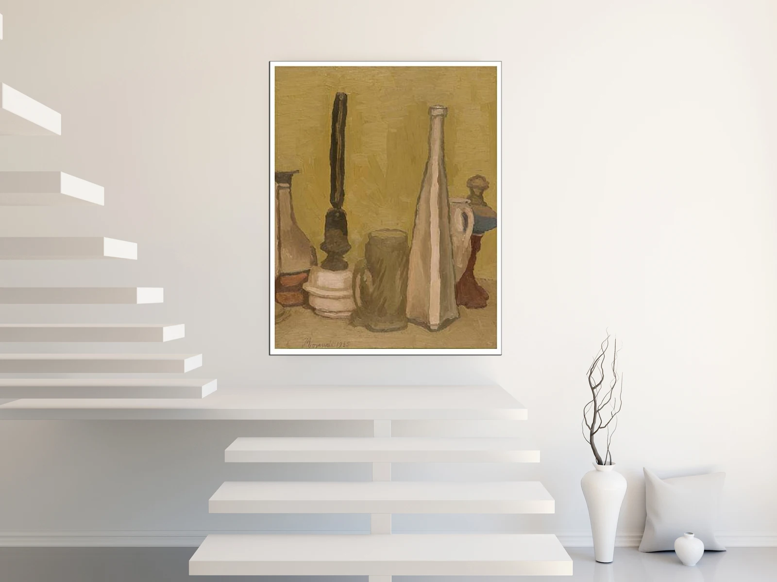 100% Handmade Abstract Oil Painting Reproduction on Linen Canvas,Natura Morta 1935 by Giorgio Morandi,Museum Quality