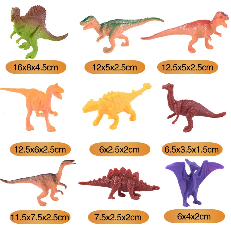 16Pcs Set Dinosaurs Toy Learning Educational Toys for Children Dinosaur World Model Set Plastic Random Style Toys for Kids Boys