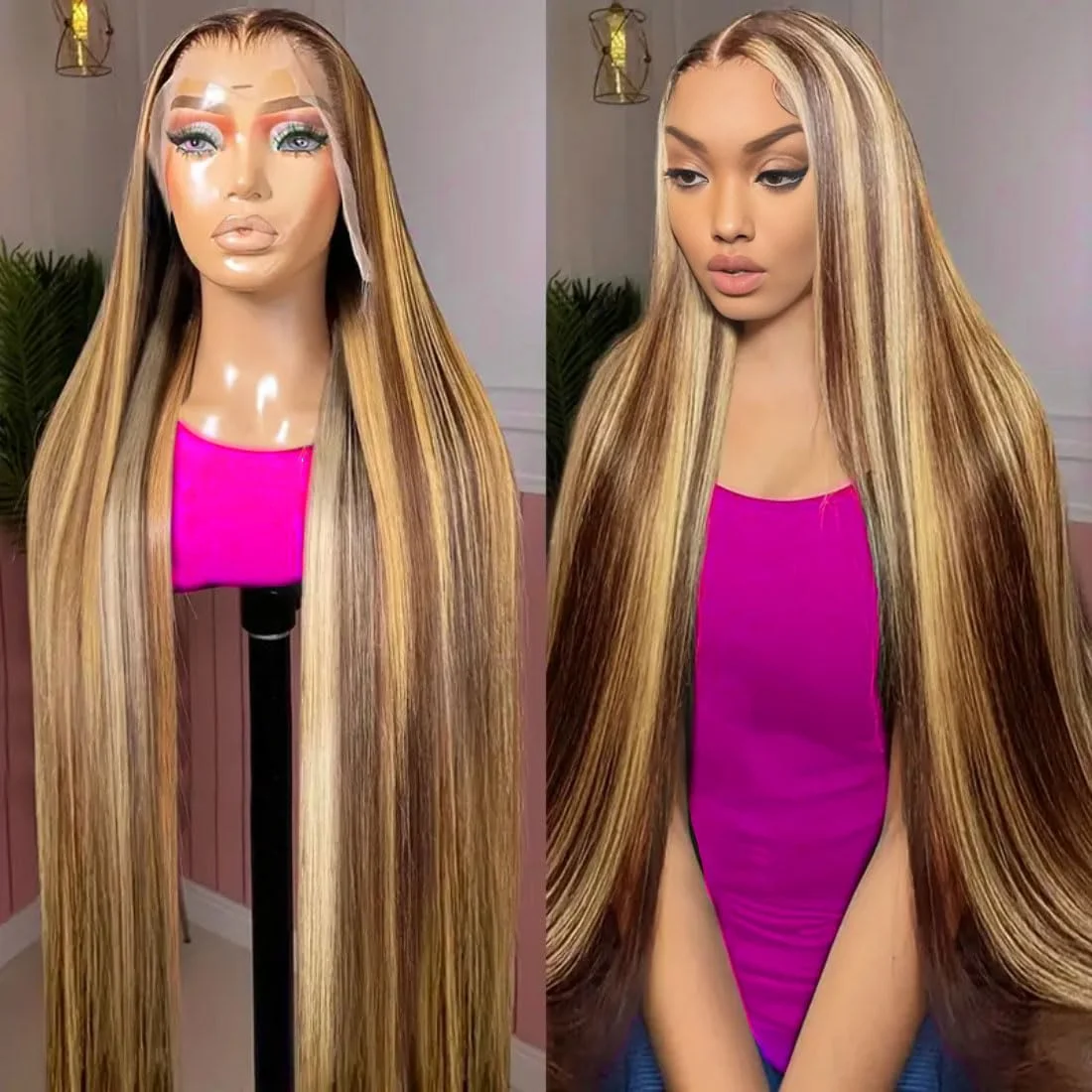 

Bone Straight Wigs Human Hair 13x6 HD Lace Front Wigs Human Hair for Women P4/27 Highlight 13x4 Transparent Lace Front Wigs