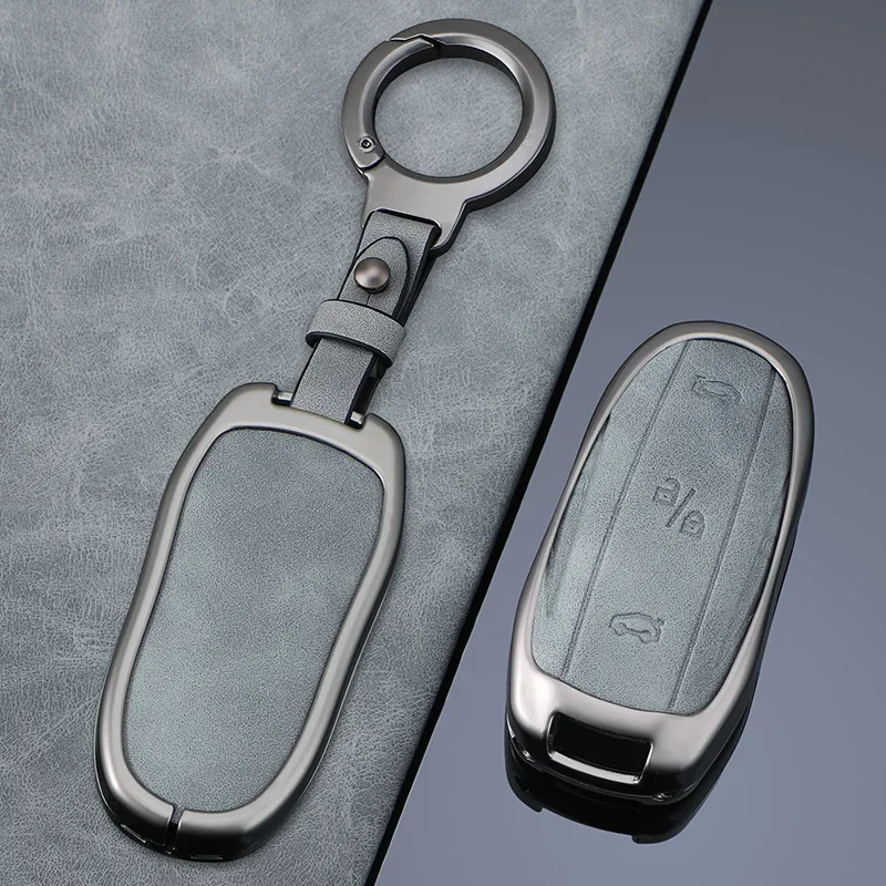 

Car zinc alloy leather key case cover holder for Tesla Model 3 Model Y Model S Model X key protective interior accessories