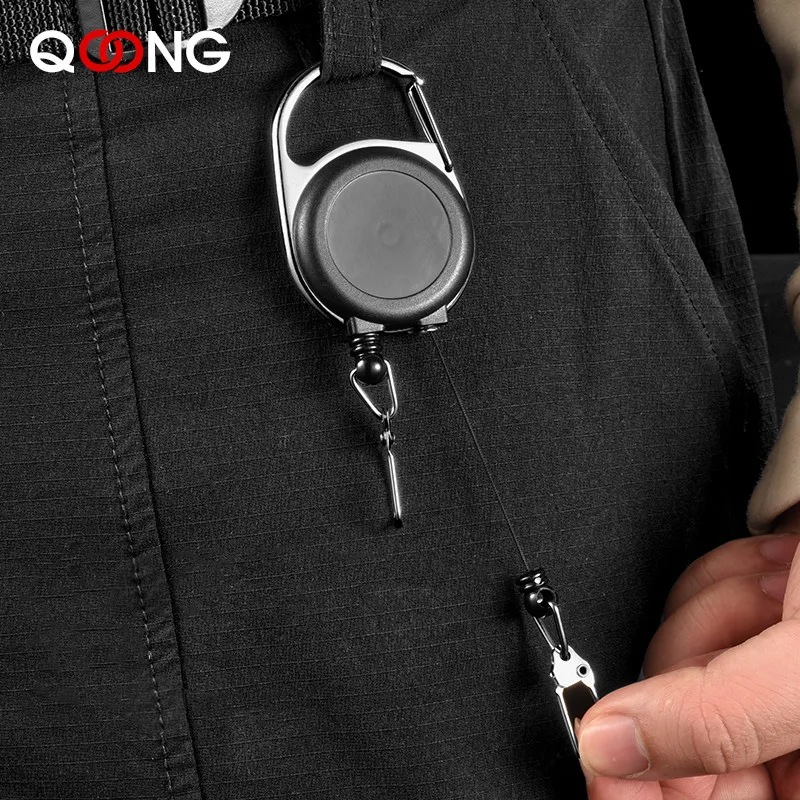 65CM Unique Double Headed Design Key Chain Multifunctional Roll Retractable Keychain Bag Recoil ID Card Holder Keyring H63