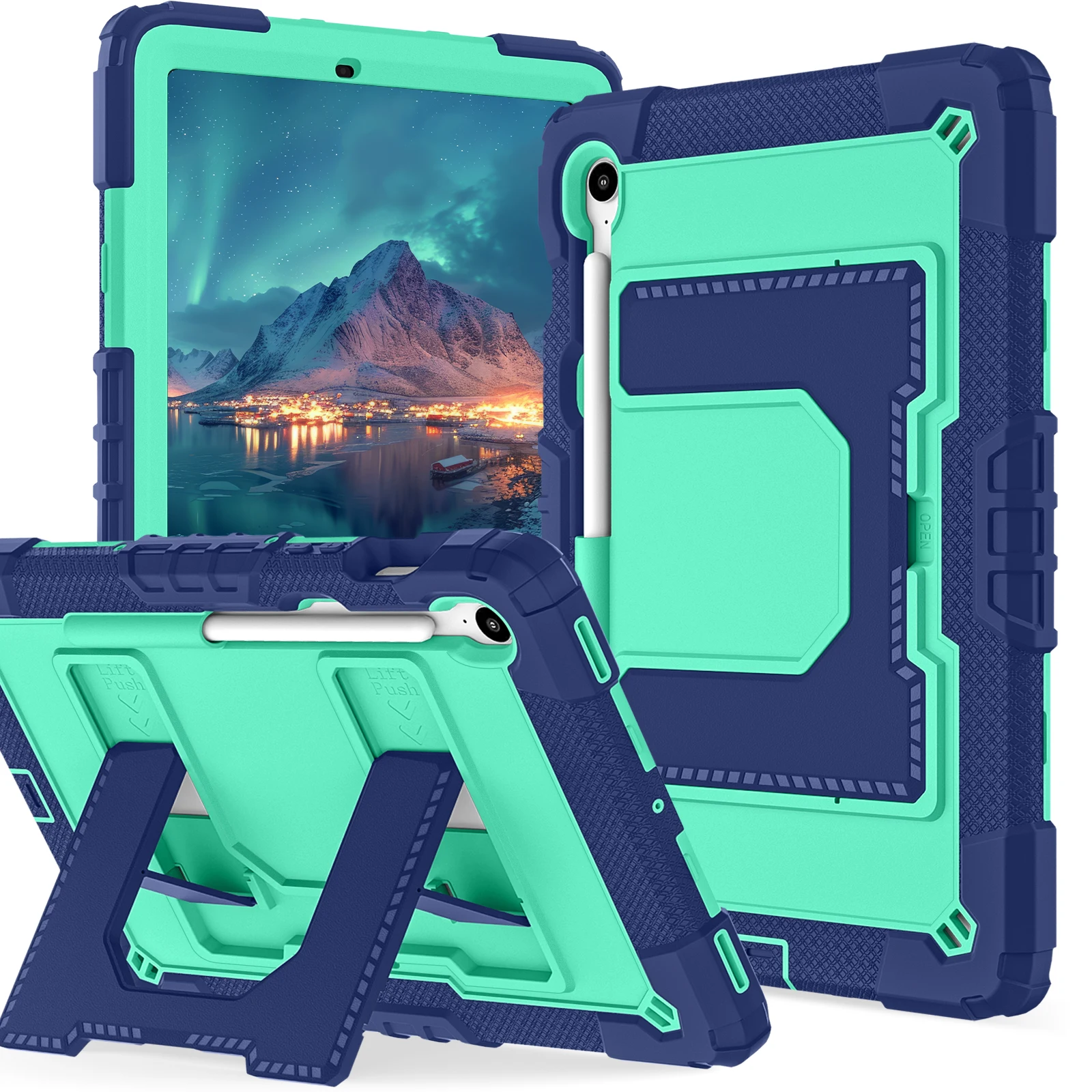 Shockproof Protective Case for Samsung Galaxy Tab S9FE S10FE S10 lite Sturdy Hybrid Kickstand Cover Crossbody Strap Pen Slot