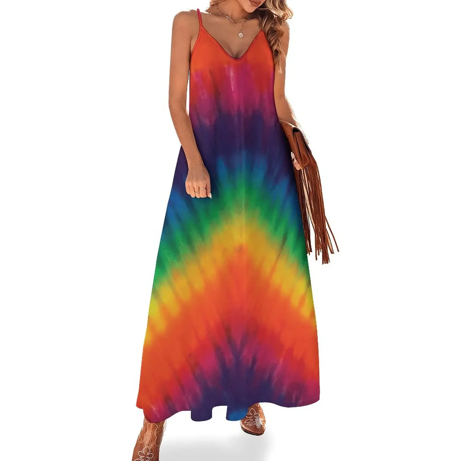 

Rainbow Colors Tie Dye Sleeveless Dress Cocktail of dresses womens dress Party dresses ladies dresses for special occasions