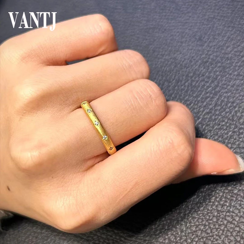 

VANTJ Natural Diamond Ring Sterling 10K Yellow Gold Diamond 0.10t Sparking for Women Party Birthday Trendy Jewelry Gift