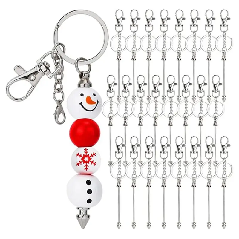 Easy Use Beaded Items For DIY Crafts Jewelry Making 24Pcs Beadable Keychain Bars Bead Keychain Making Kit Blank Keychains Silver