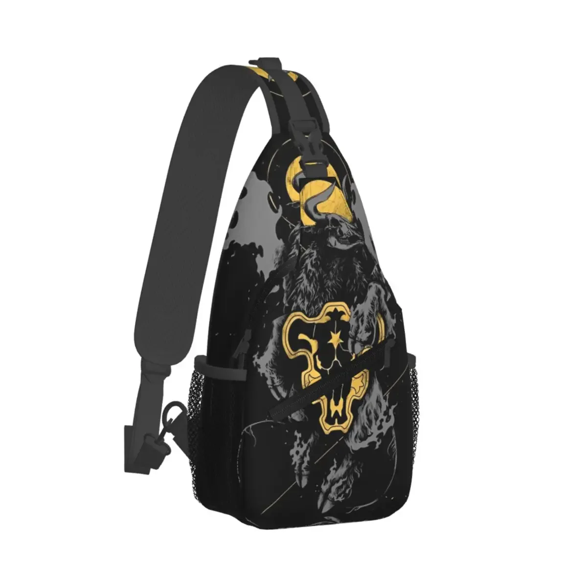 Black-Clovers Anime Manga Crossbody Sling Bag Printed Chest Bag Shoulder Backpack Daypack for Travel Hiking Travel Pack