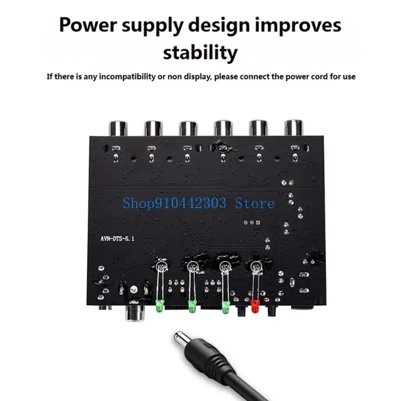 652F Sound Format Converter Featuring Visual Coaxial & Stereo Inputs for 5.1 Output