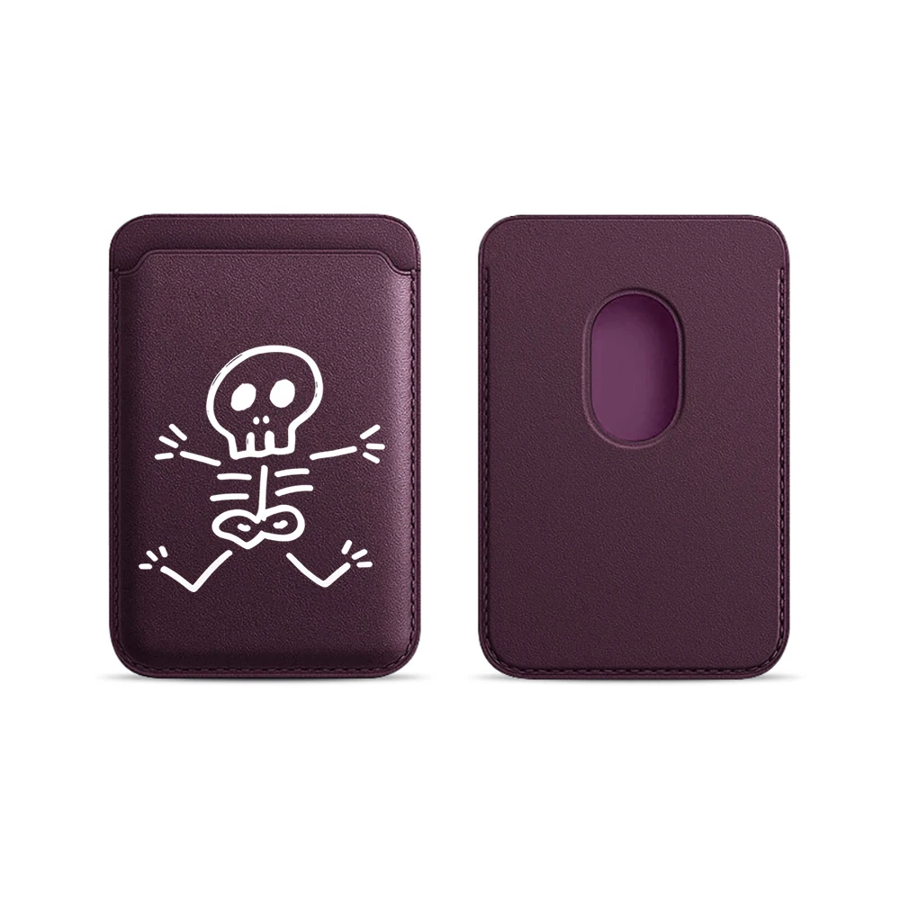 Leder-Kartenhalter Künstlerischer Totenkopf-Geldbörsen-Cover Telefonkartenhalter für Magnetische Hülle Geeignet für alle iPhones für Magsafe Karten-Handytasche – Detail 12