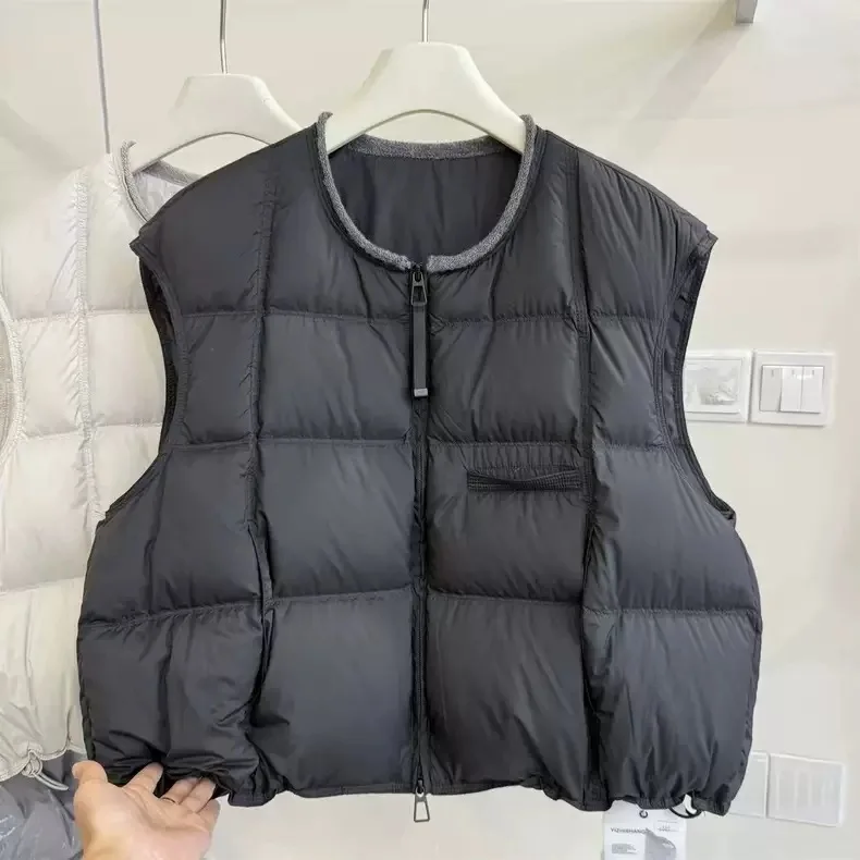 

Новый зимний пуховый жилет унисекс из белого утиного пуха, безрукавка, теплый пуховик, женский жилет-пуховик