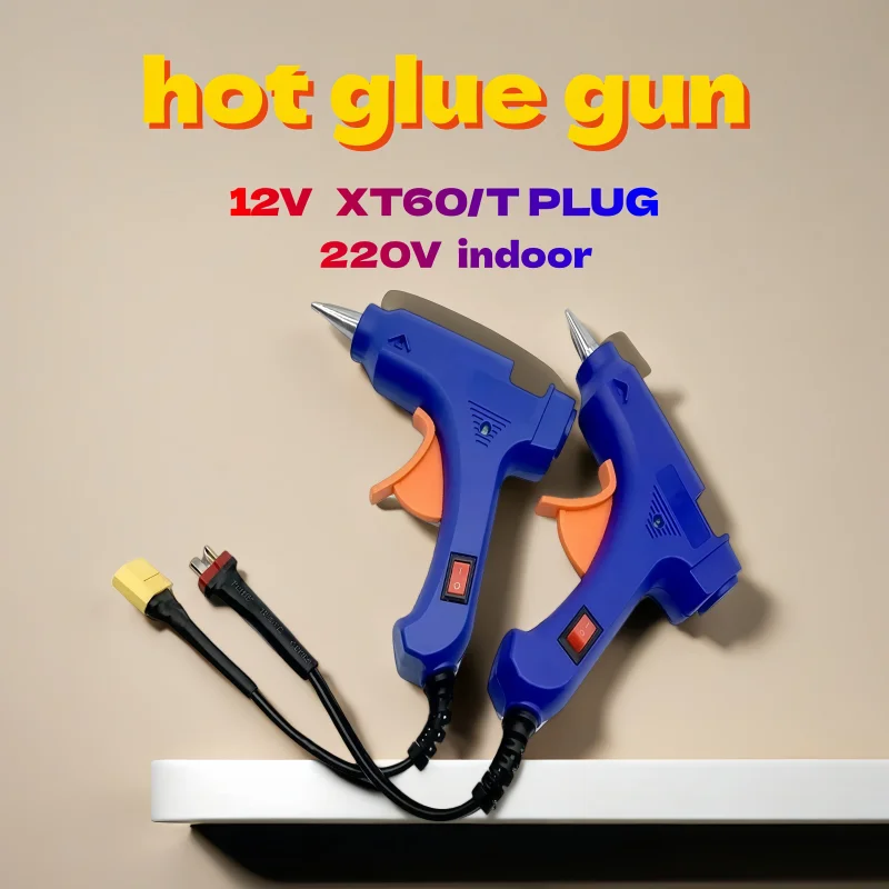 Aviation Model Glue Gun 220/12V Hot Melt Glue Gun 20W, with 3S Battery, for Outfield Fixed-Wing, DIY Small Tools SU27 Glue Stick