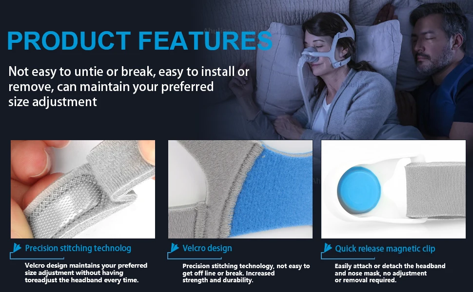 F20 Kopfband kompatibel mit ResMed AirFit / AirTouch F20 Vollgesichtsmaske Ersatz-Kopfband - Groß – Detail 2