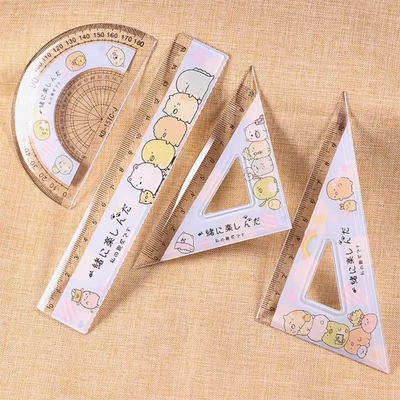 Cartoon Dritto per Triangle Ruler 4 pz/set Kawaii Cartoon Student Wiriting Ha Drop Shipping