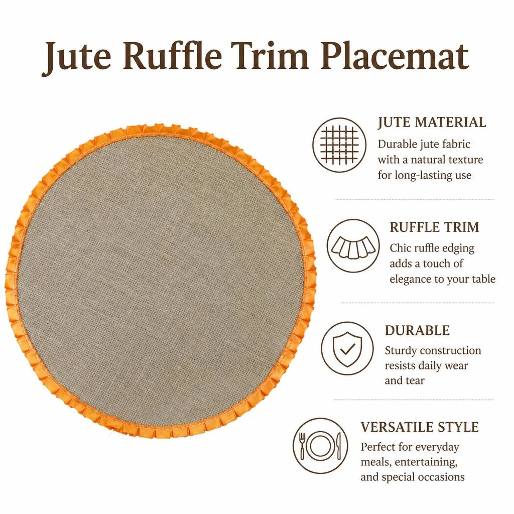 Jute-bottomed round placemats with orange wooden ears retro pastoral afternoon tea table decoration table ornaments