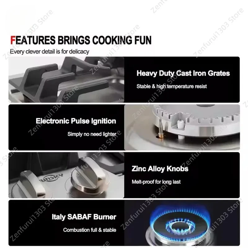 for Gas Stove Multi-head Cooking Utensil Stainless Steel 5-head Burner Cross-border Kitchen Appliance