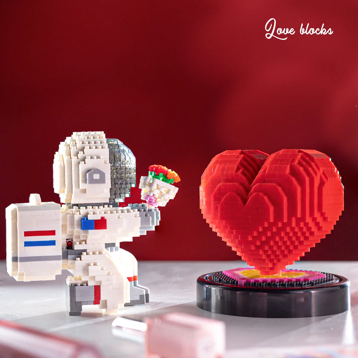 Heart-shaped Building Blocks Love Micro-particle Creative Model Confession Marriage Proposal Anniversary Valentine\'s Day Gift