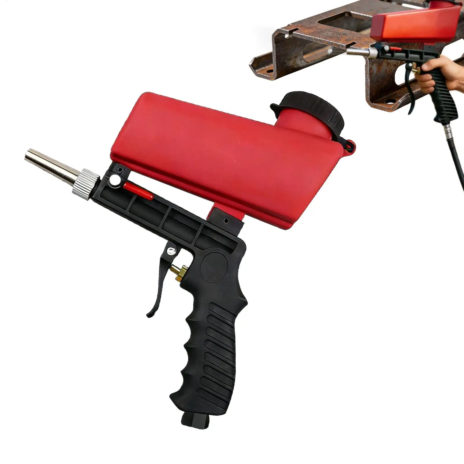 90psi Sandblasting Gun Handheld Pneumatic Blasting Gun Set Machine Adjustable Portable Gravity Sand Blaster for Stain Rust