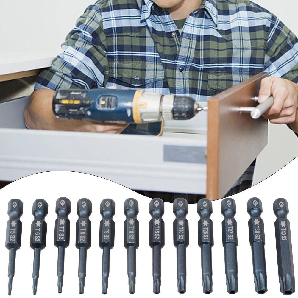 Alloy Steel Blue Screwdriver Bits 50mm Length With Strong Magnet For Sizes On Pneumatic And Electric Tools