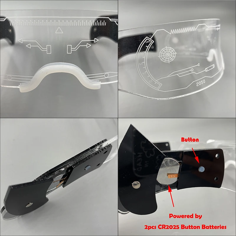 Leuchtende futuristische Cyberpunk-Brille, 7-Farben-Wechsel, leuchtende LED-Brille, blinkende Brille, für Männer und Frauen, Nachtclub-Cosplay-Zubehör – Detail 11