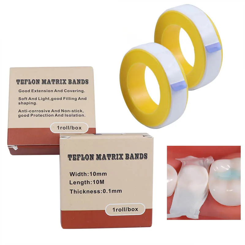 

0-meter rolled dental Teflon matrix band, white strip-shaped substrate for tooth restoration