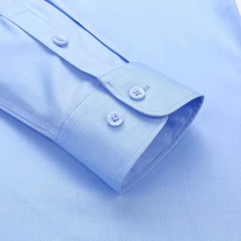 8XL New Fabrics Modal Work Blue White Shirts Men Long Sleeve Anti-wrinkle Classic Solid Color Men Shirts Long Sleeve Slim Fit