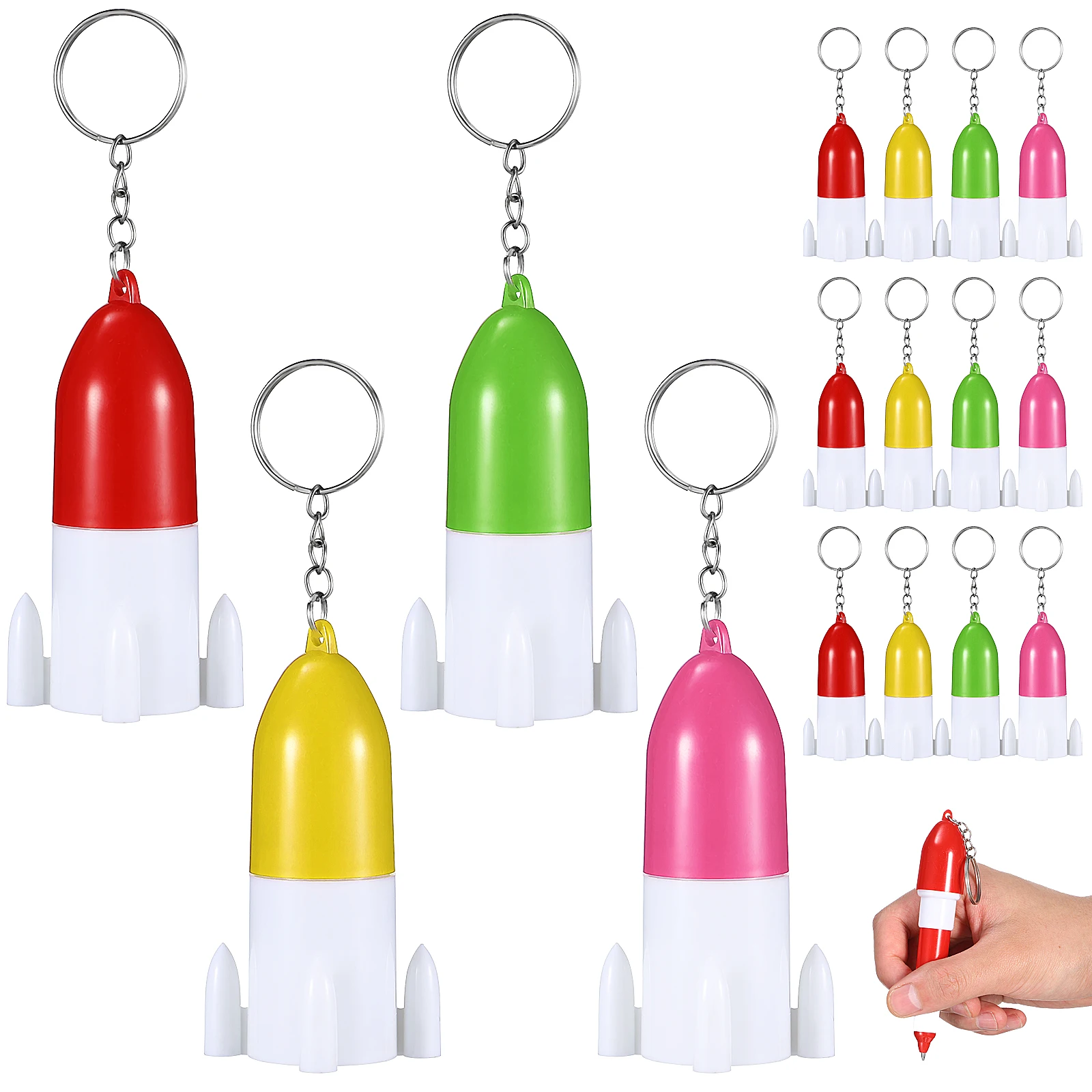 12pcs Retractable Ballpoint Pen Keychain Mini Cute Pens for Kids Adults Small Fun Novelty Plastic Aesthetic Gifts Coworkers