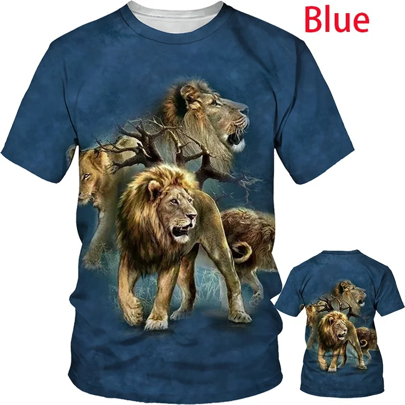 Cool Lion Tiger 3D Printed Couple T-shirt Unisex Summer Fashion Animal Short Tops