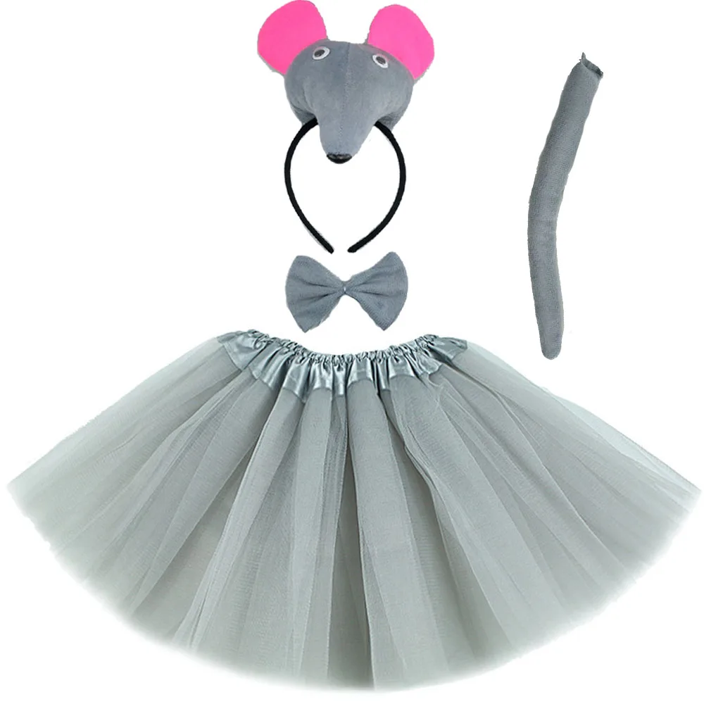 

Women Girl Kids Animal Ear Headband Tail Tie Skirt Tutu Mouse Rat Party Props Birthday Halloween Costume Cosplay