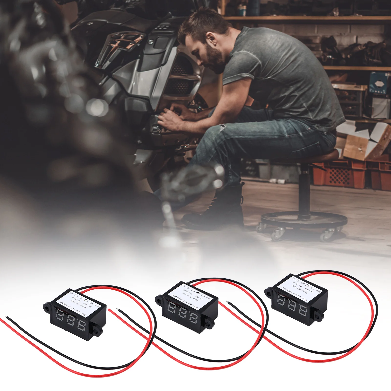 3 pezzi voltmetro digitale DC impermeabile tester di tensione ad alta precisione monitor per auto mini precisione pratica affidabile a due fili
