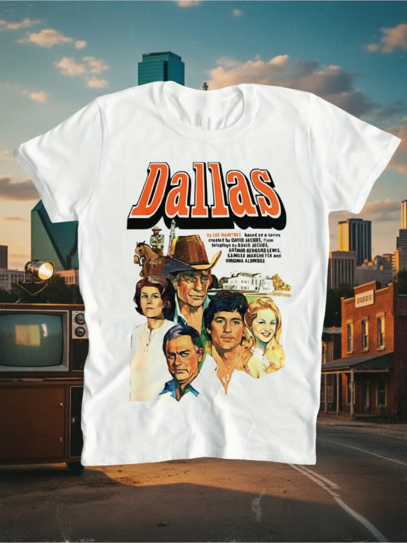 Men's Classic TV Drama J.R. Ewing Retro Printed T-shirt From Dallas No. 8, with The Meme 