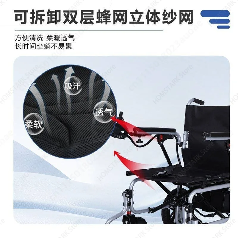 Foldable Electric Wheelchair for Elderly, 360° Rotatable Mobility Scooter with Brake, Portable Travel Aid