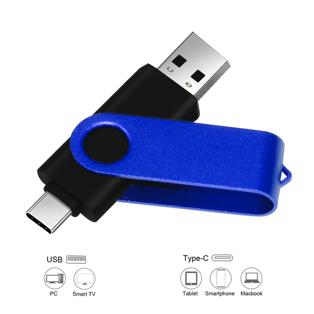 محرك أقراص فلاش USB من النوع C للهاتف المحمول ، عصا ذاكرة قابلة للدوران ، محرك أقراص قلم أخضر ، سعة حقيقية ، أزرق ، 32 جيجابايت ، 64 جيجابايت ، 2 في 1 #5