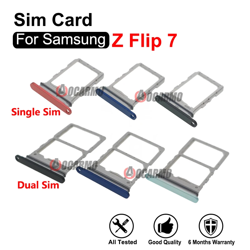 For Samsung Galaxy Z Flip 7 SM- F766 Black Blue Green Red Dual Sim Tray Single SIM Card Holder Slot Repair Parts