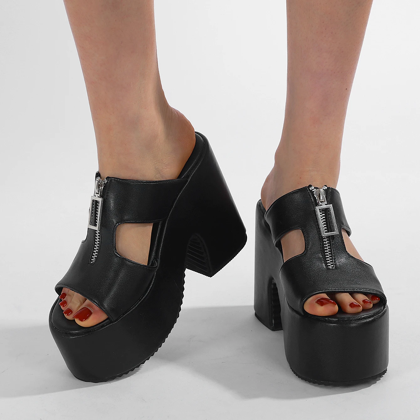 Sandalias de mujer de talla grande 34-43, zapatillas de plataforma de tacón grueso de 12cm, sandalias de gladiador Punk para mujer, zapatos de bloque