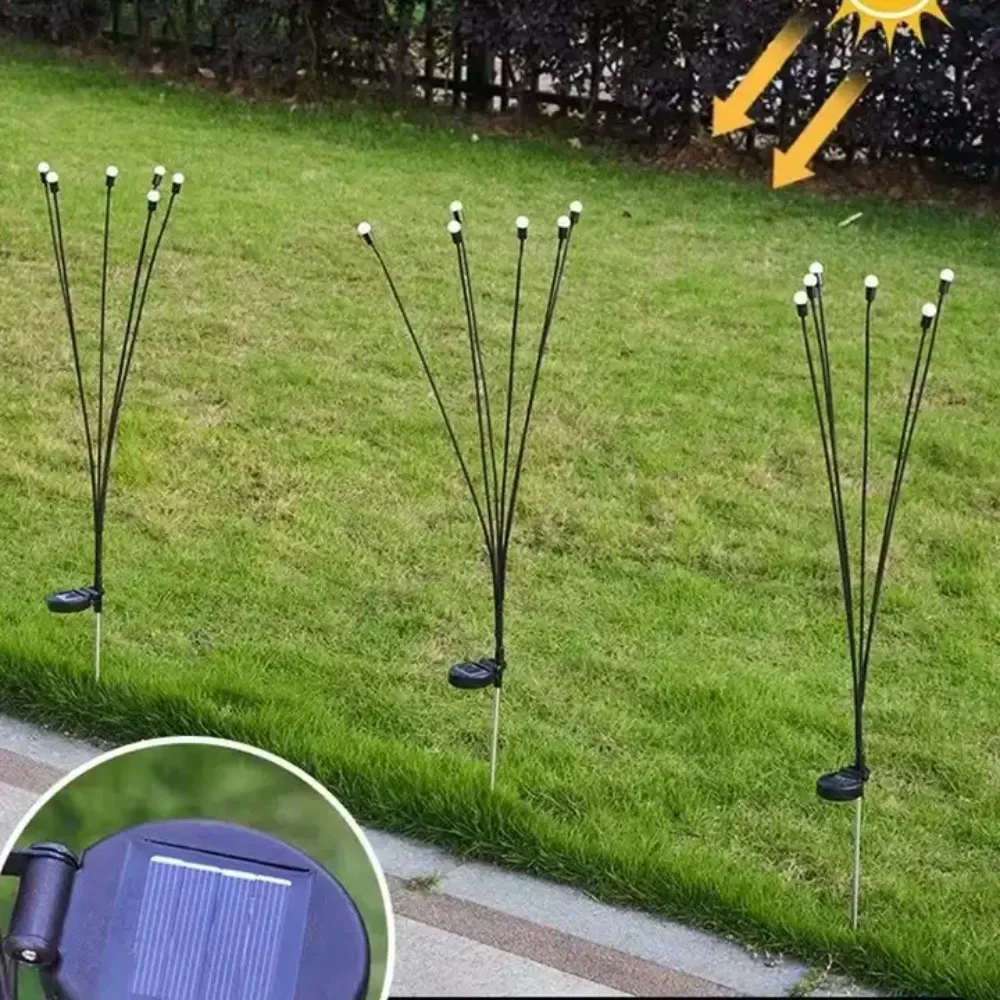 

2PCS 6 LED Light Bulbs Decorative Solar Starburst Swaying Light Outdoor Waterproof Solar Firefly Lights for Garden Yard Villa