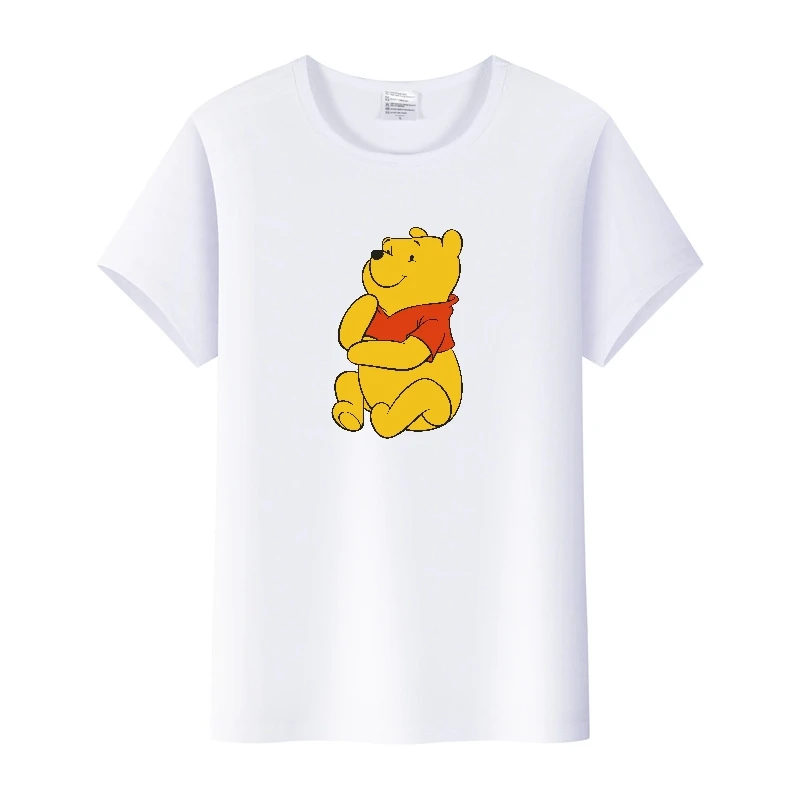 Moda Disney Cartoon Tees Pooh Orso T-shirt Gotico Bianco Allentato Magliette E Camicette Camicie Da Uomo 2023 Camicette Estive Donna Y2k Grunge